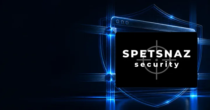 Spetsnaz Security logo within a reinforced digital browser and shield